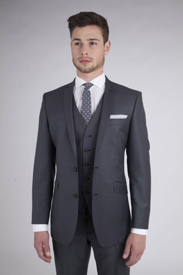 Charcoal Grey 3 Piece Wedding Rental Suit Con Murphys